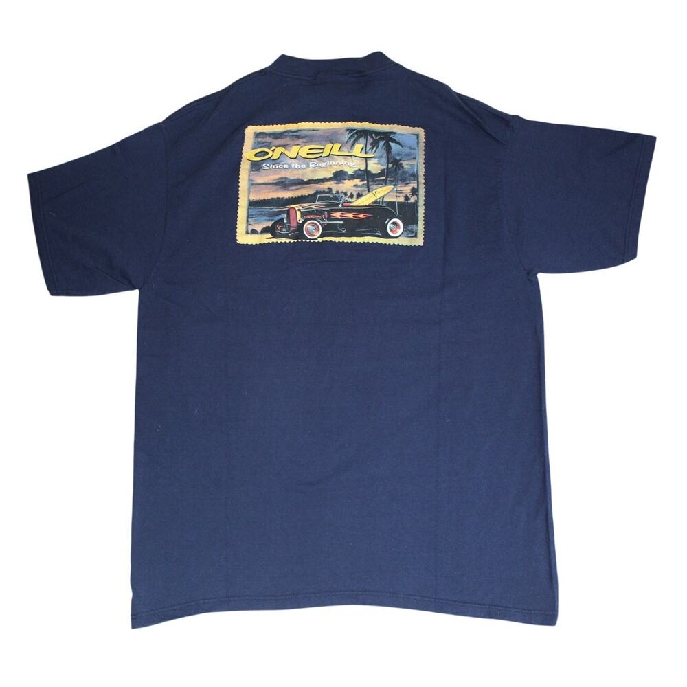 Vintage ONeill T-Shirt 90s Mens XL Blue Surf Hot Rod Graphic Short Sleeve Beach‎
